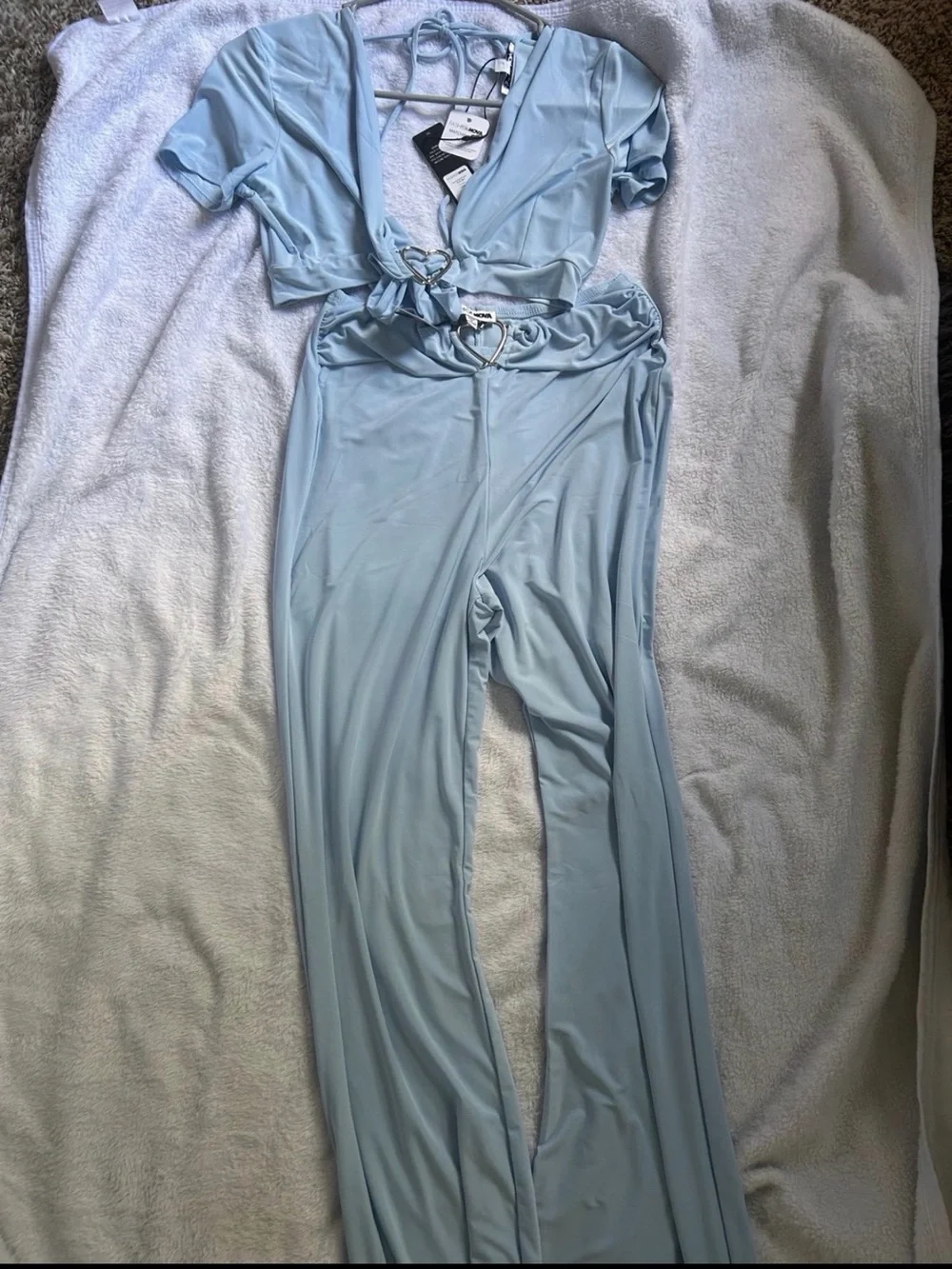 Fashion Nova Baby Blue Matching Pant Set